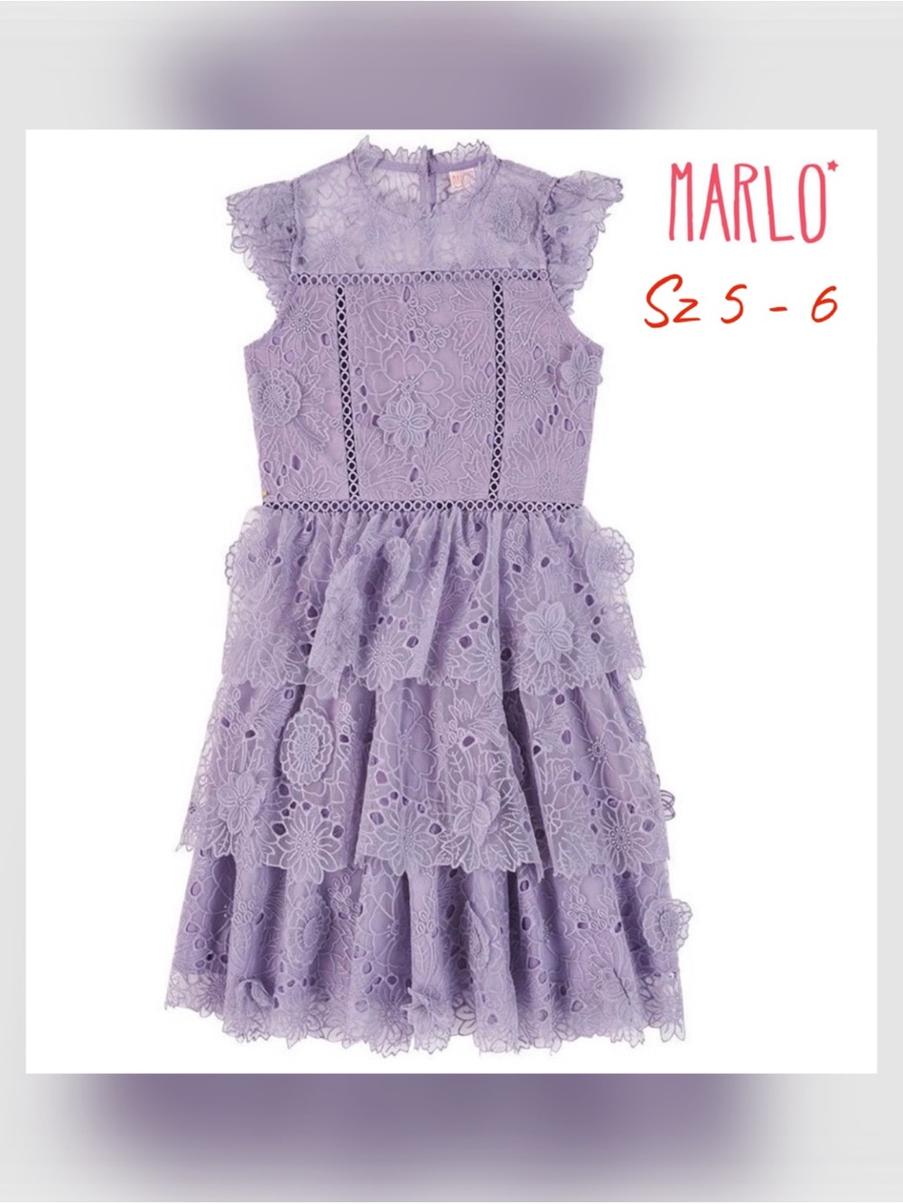 Clover Lace Dress Sz 5-6 , Lavender from Marlo Kids
